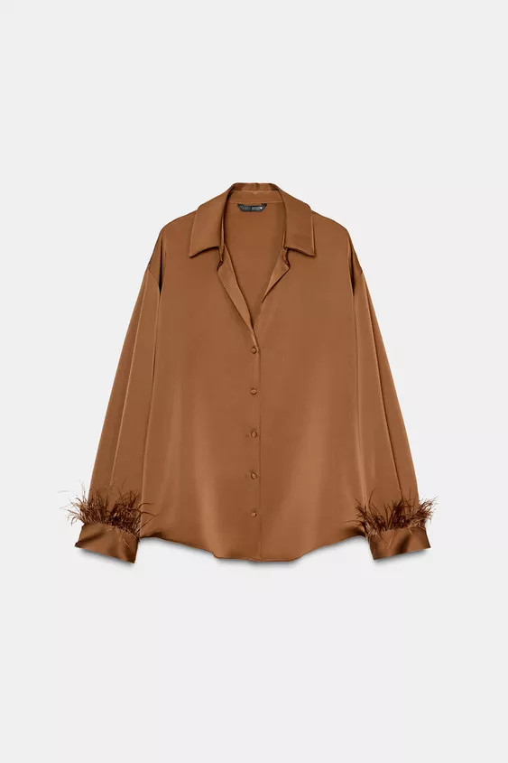 FEATHER SATIN BLOUSE | Zara US