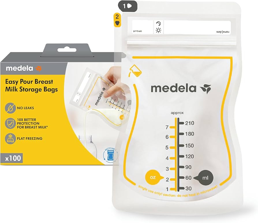 Medela Easy Pour Breastmilk Storage Bags 100 Count 7oz/210ml Disposable, Leakproof, Fast Freeze, ... | Amazon (US)