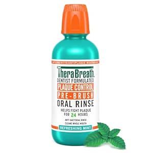 TheraBreath Plaque Control Mouthwash, Cool Mint, Pre-Brush Rinse, 16 Fl Oz | Amazon (US)