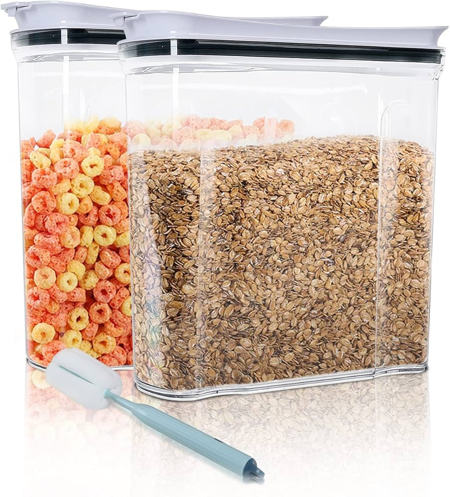 FreshKeeper Cereal Containers Storage Set, Airtight Food Storage Container with Lid 4L/135.2oz, 2... | Amazon (US)
