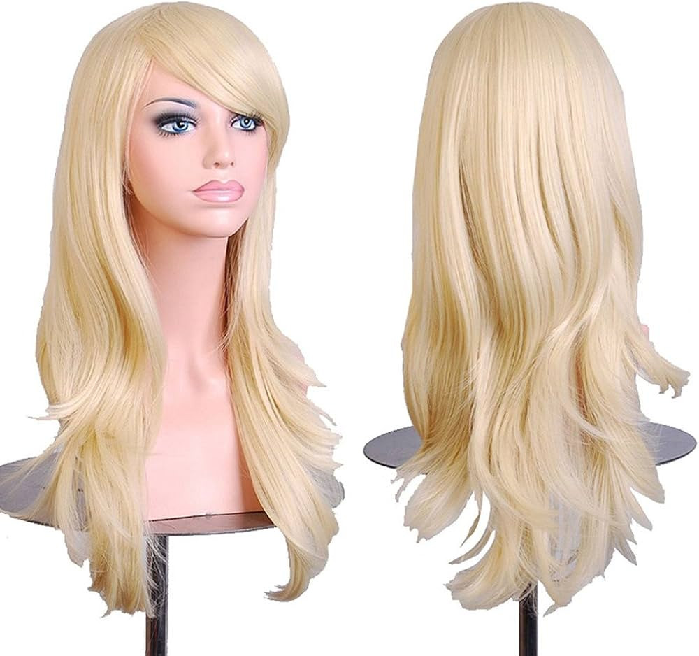 AneShe Wigs 28" Long Wavy Hair Heat Resistant Cosplay Wig for Women (Light Blonde) | Amazon (US)