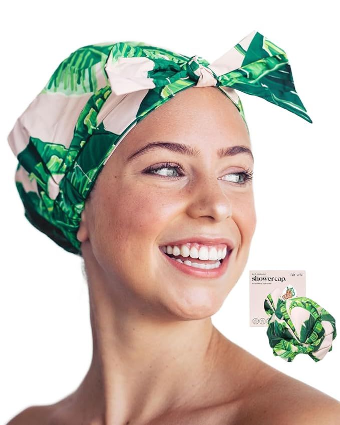 Kitsch Luxury Shower Cap for Women Waterproof - Reusable Shower Cap | Hair Cap for Shower | Water... | Amazon (US)