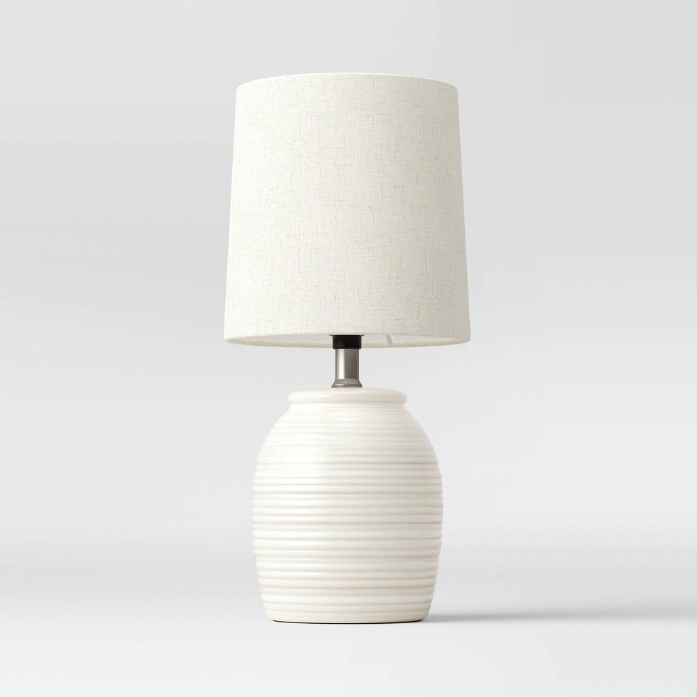 Embossed Striped Pattern Ceramic Mini Lamp White (Includes LED Light Bulb) - Threshold | Target