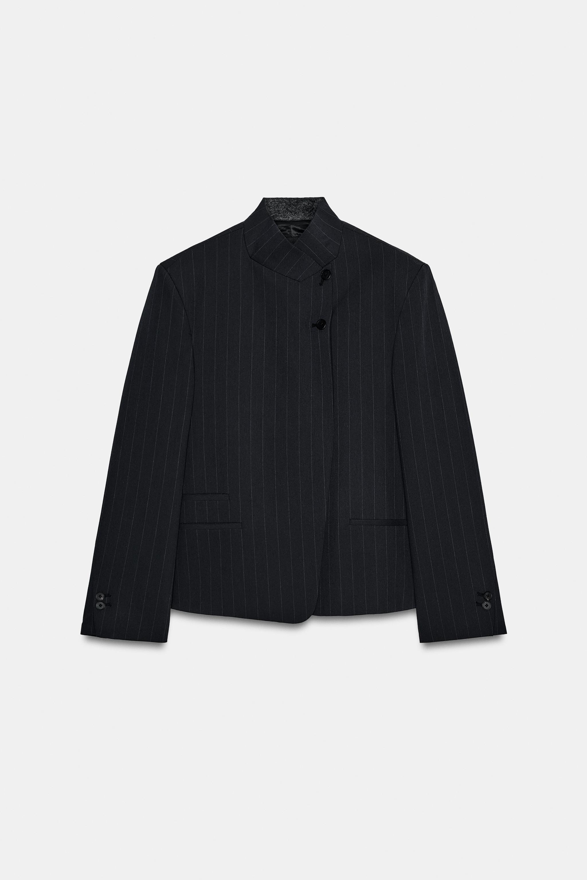 HIGH NECK PINSTRIPE BLAZER ZW COLLECTION | Zara AU