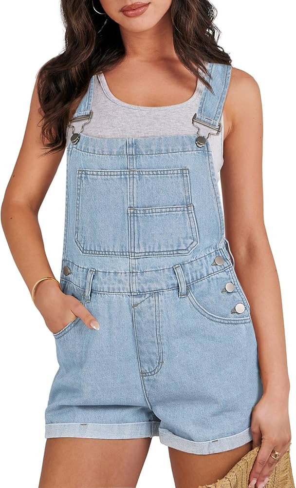 ANRABESS Womens's Denim Shortalls Loose Fit Sleeveless Adjustable Straps Shorts Bib Overalls Jean... | Amazon (US)