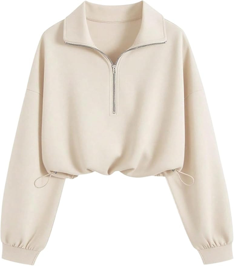 Verdusa Women's Mock Neck Sweatshirt Lightweight Half Zip Pullover Cropped Sweatshirts Workout To... | Amazon (US)