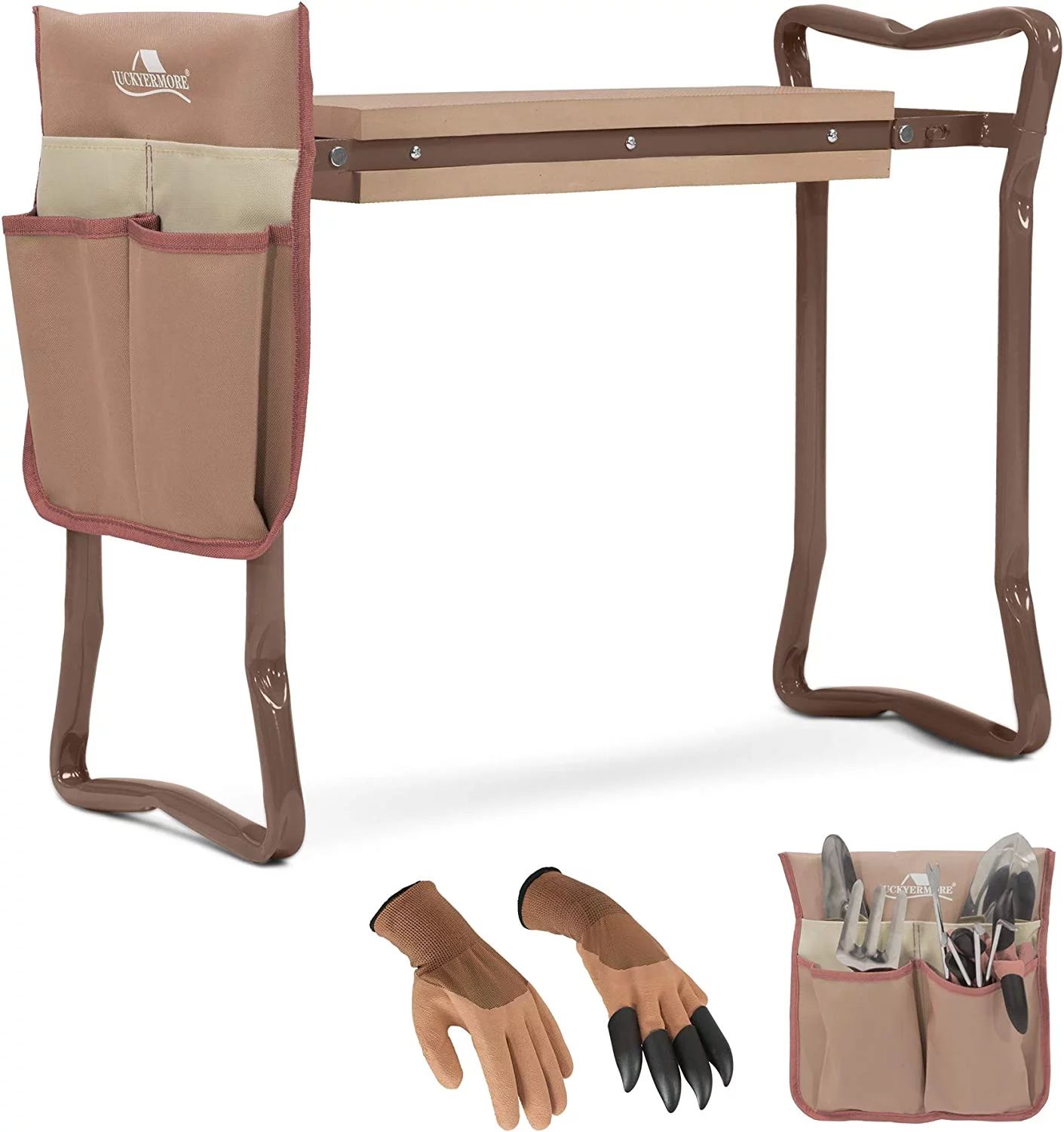 Garden Kneeler and Seat Stool Garden Folding Bench with Tool Pocket,Garden Gloves and Soft EVA Kn... | Walmart (US)