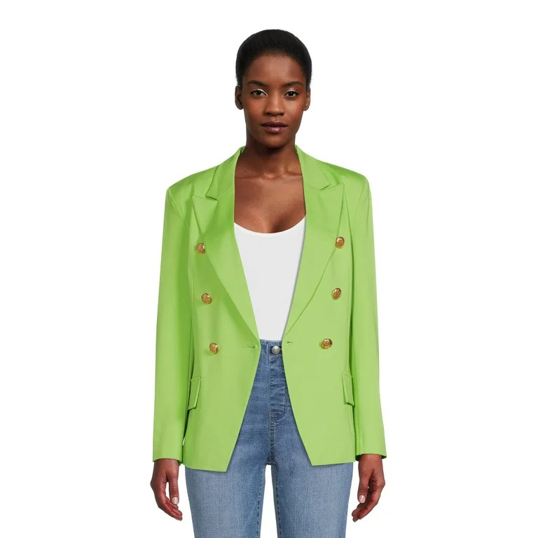 Attitude Unknown Women's Metallic Button Blazer | Walmart (US)