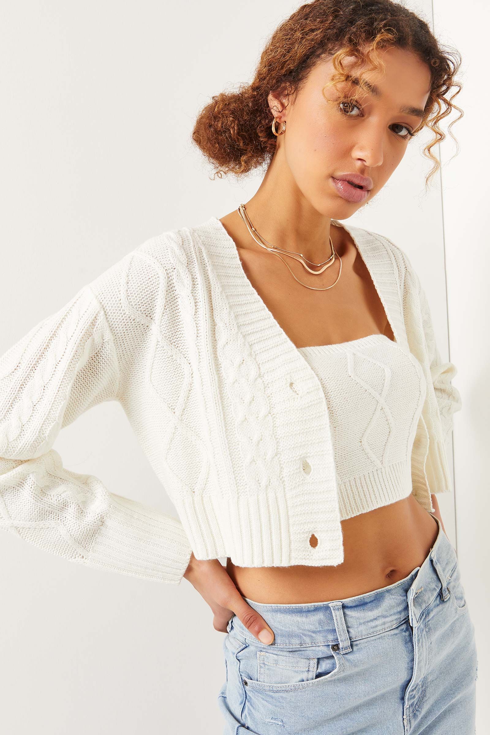 Cropped Cable Cardigan | Ardene