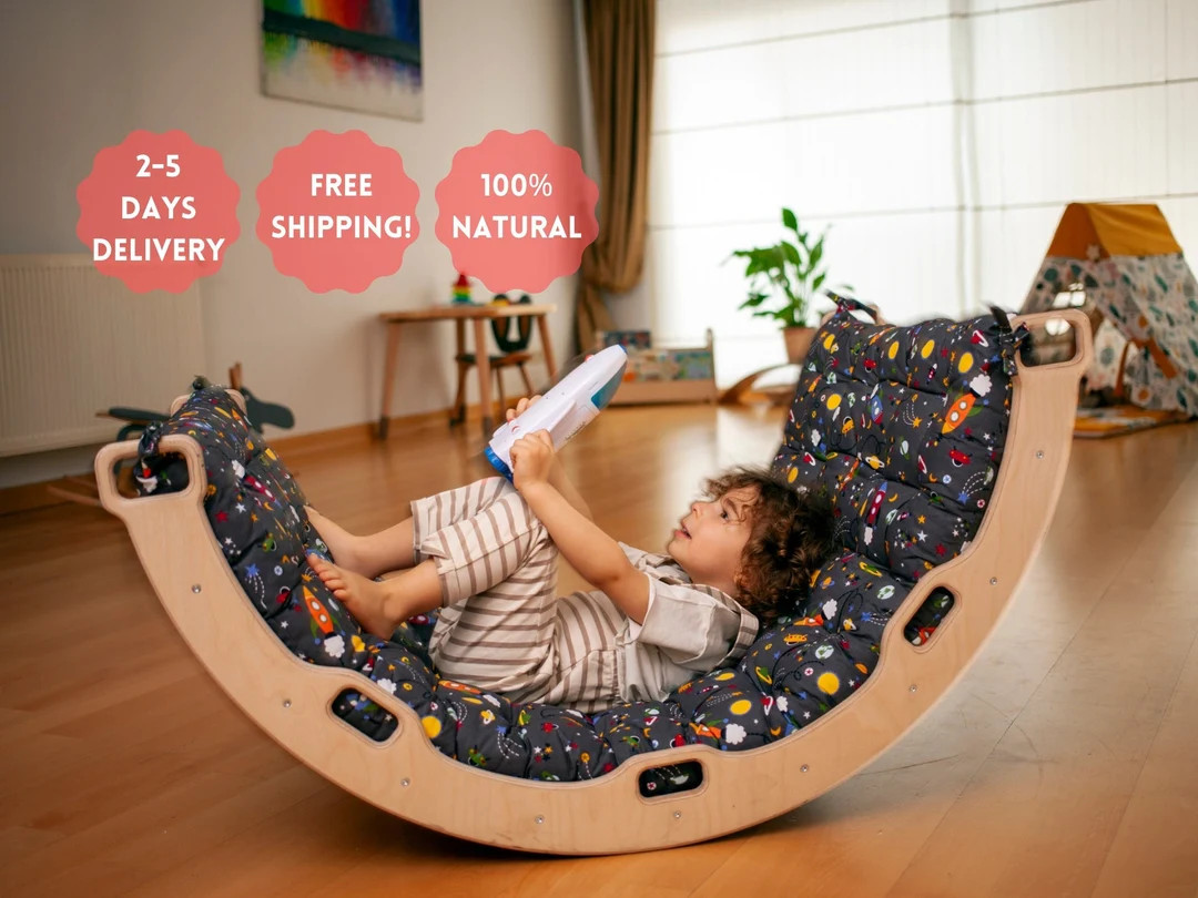 Christmas Gift Wooden Climbing Arch With Pillow, Extra Large Montessori Gym, Arco Montessori Toy,... | Etsy (US)