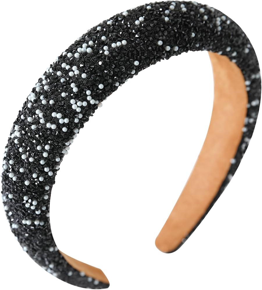 Pearl Rhinestone Women Headband Fashion Bling Beaded Crystal Diamond Headband Glitter Bejeweled P... | Amazon (US)