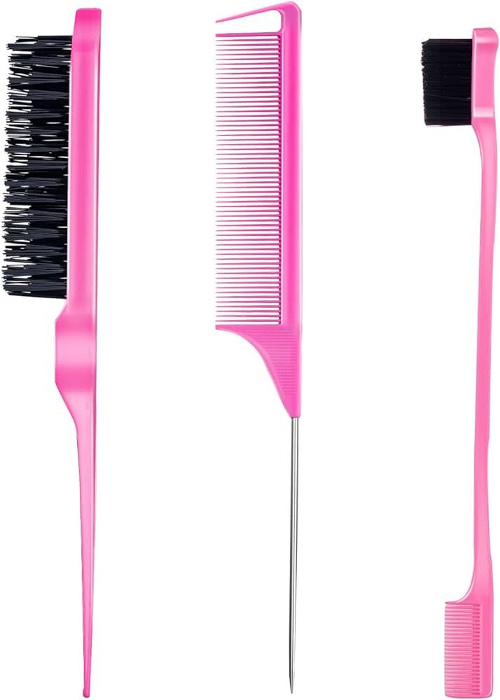 3 Pieces Hair Styling Comb Set Teasing Hair Brush Rat Tail Comb Edge Brush for Edge&Back Brushing... | Amazon (US)