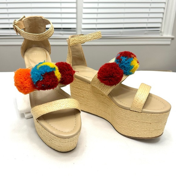 Pom Pom Platform Wedge Sandals | Poshmark