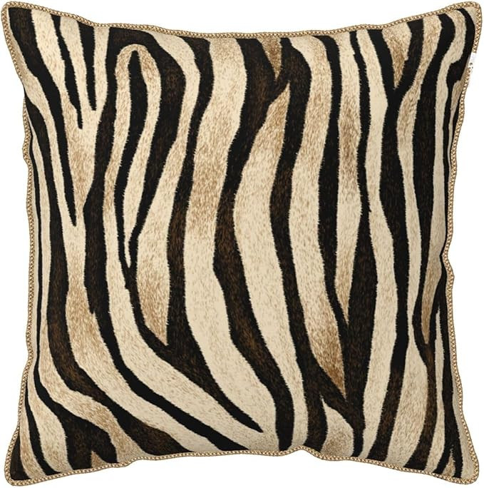 Tiger Skin Animal Print Black and Gold Velvet Throw Pillow Covers Home Deco Zebra Stripes Pillowc... | Amazon (US)
