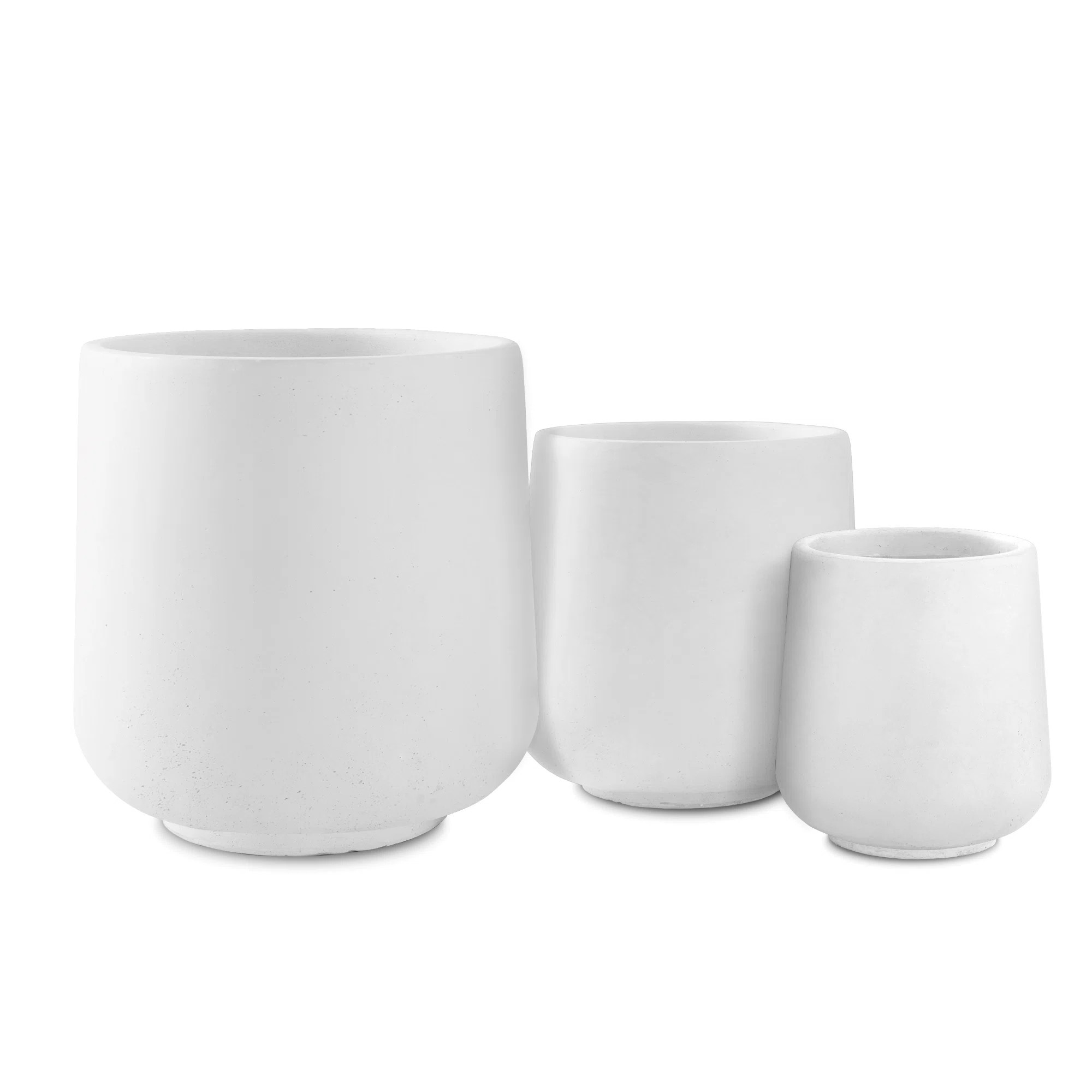 17.3in, 13.4in, and 10.6inH Round Pure White Concrete Planter (Set of 3), Outdoor Indoor Large Pl... | Wayfair North America