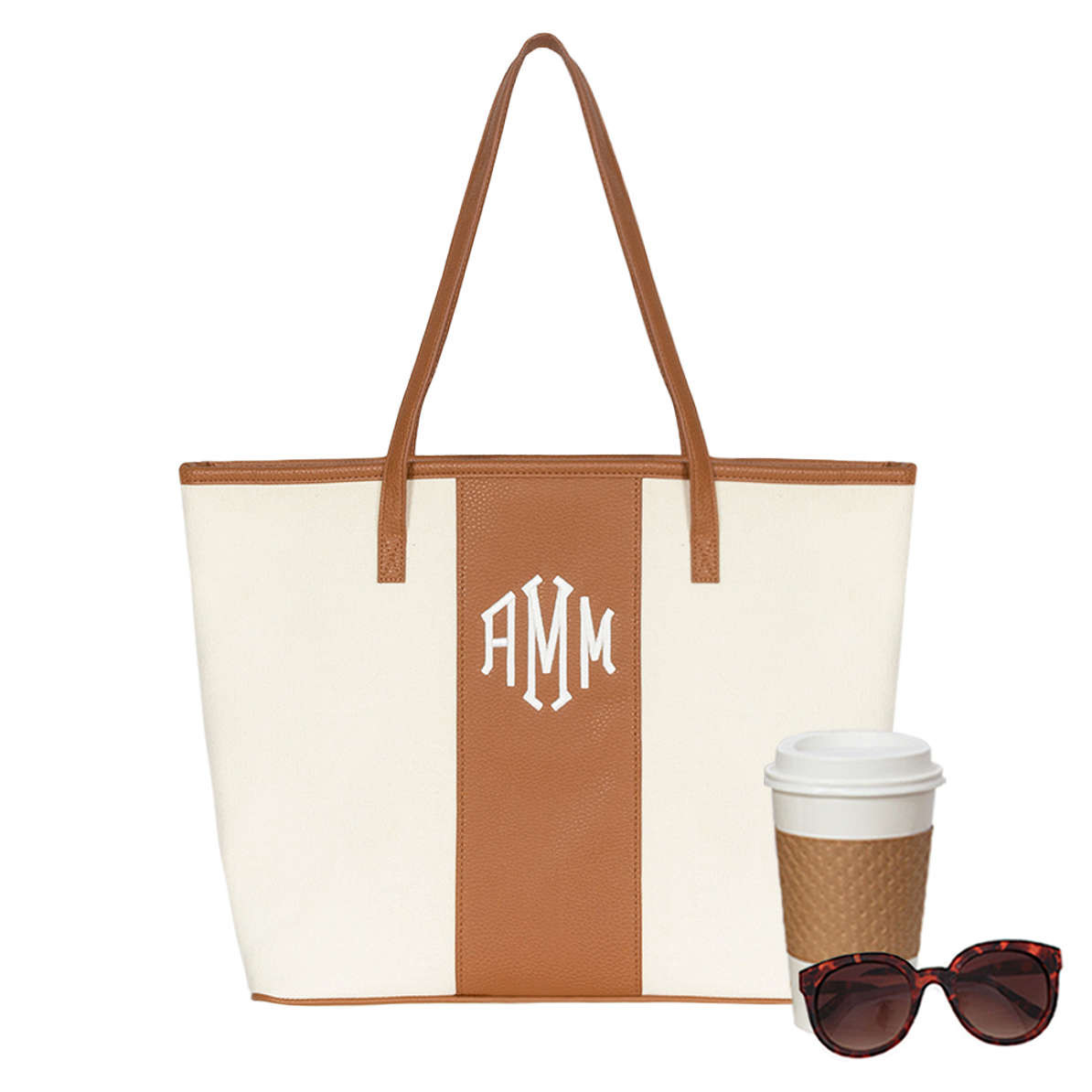 Monogrammed Canvas Stripe Tote | Marleylilly