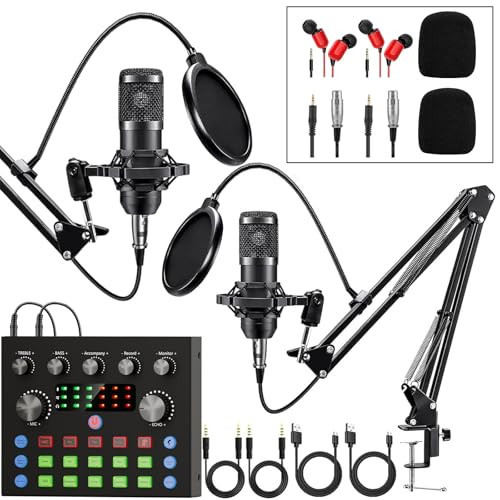 Brvomussy Podcast Equipment Bundle for 2, Audio Interface with Voice Changer Condenser Microphones for Gamer, All-in-One Audio Mixer Perfect for Live Streaming, Singing, YouTube, Gaming | Amazon (US)