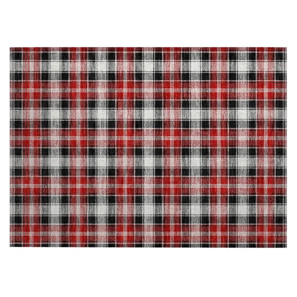 Machine Washable Indoor/Outdoor Christmas Plaid Xhevrie Black Rug | Wayfair North America