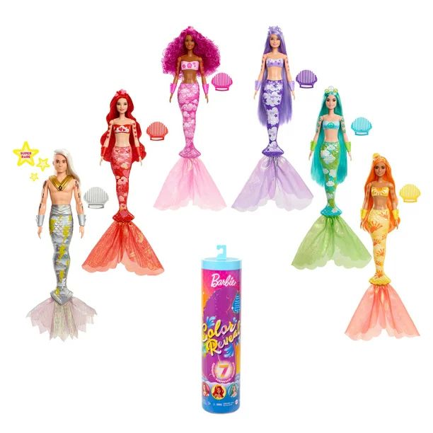 Barbie Color Reveal Mermaid Doll With 7 Surprises, Rainbow Mermaid Series - Walmart.com | Walmart (US)