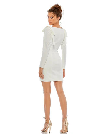 Bow Shoulder Long Sleeve Sweetheart Fitted Mini Dress | Lord & Taylor