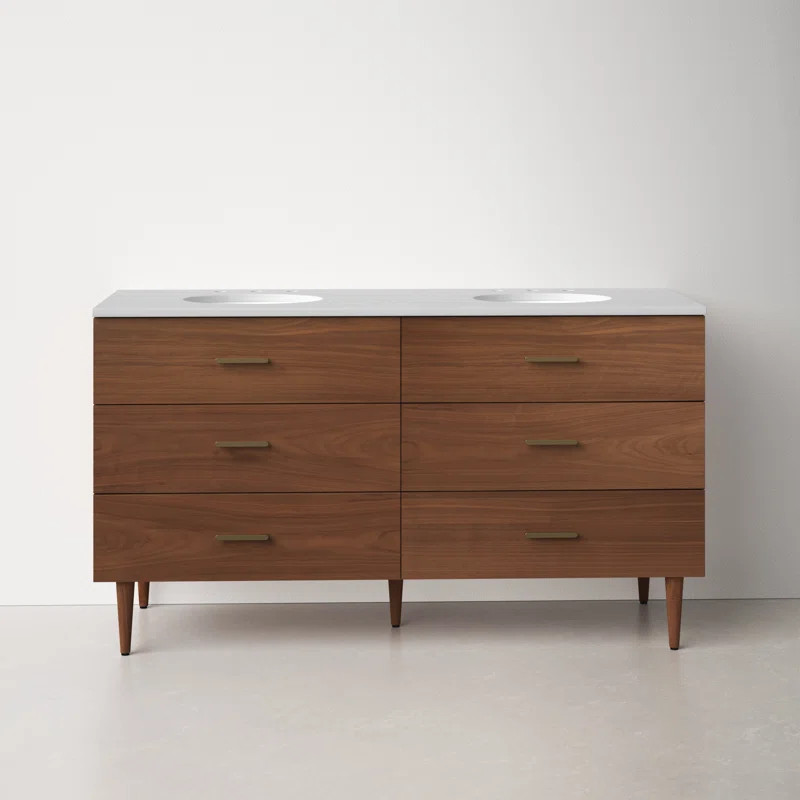 Dondi 60'' Free-standing Double Bathroom Vanity with Quartz Vanity Top | Wayfair North America