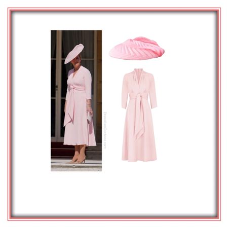 Sophie Wessex Suzannah London pink dress at Buckingham palace garden party May 2024, Jane Taylor hersila hat 