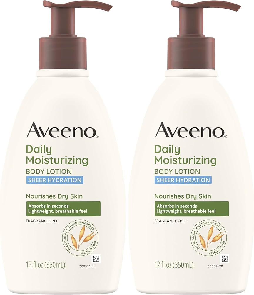 Aveeno Sheer Hydration Daily Moisturizing Fragrance-Free Lotion with Nourishing Prebiotic Oat, Fa... | Amazon (US)