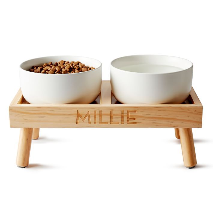 Ceramic Dog Bowls with Wooden Stand | Mark and Graham