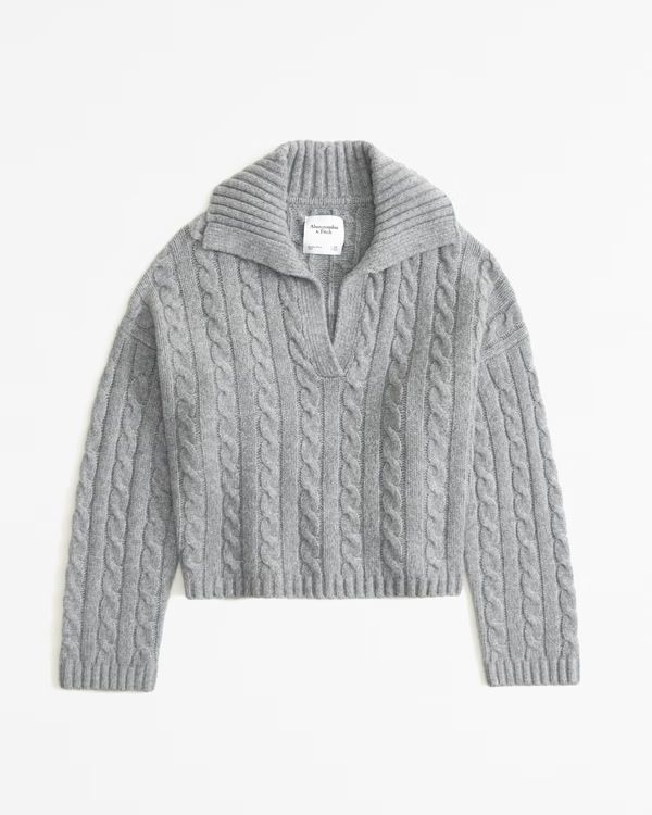 Women's Cable Notch-Neck Sweater | Women's Tops | Abercrombie.com | Abercrombie & Fitch (US)