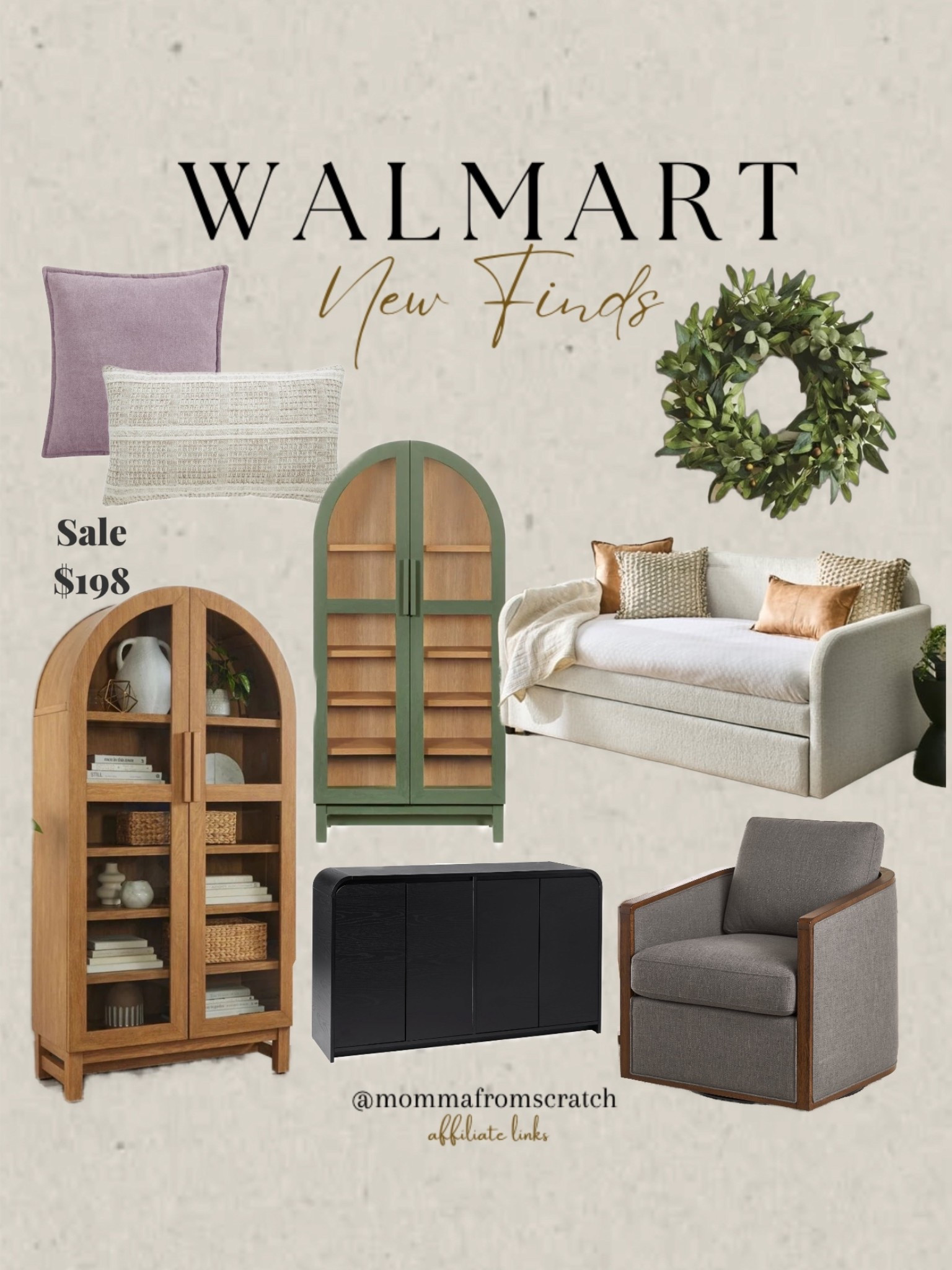 Walmart furniture sale and nice display cabinets, swivel chair, trundle bed, pillows

#LTKHome #LTKSeasonal #LTKSaleAlert