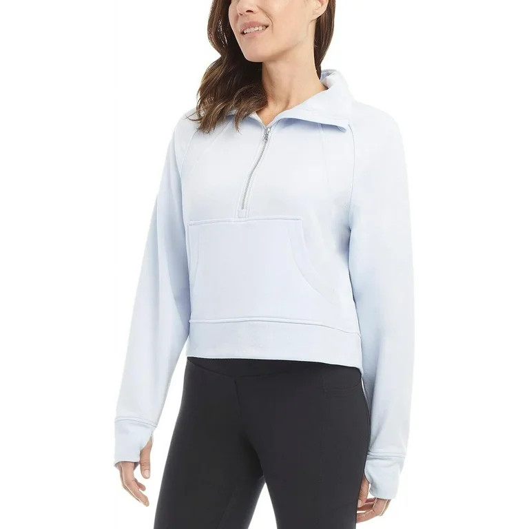 Danskin Women's Mixed Rib Half Zip Pullover Sweatshirt, Halogen Blue Medium | Walmart (US)