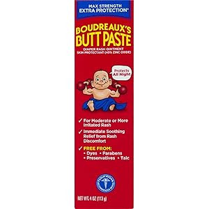 Boudreaux's Butt Paste Diaper Rash Cream, Maximum Strength, 4 Oz Tube | Amazon (US)