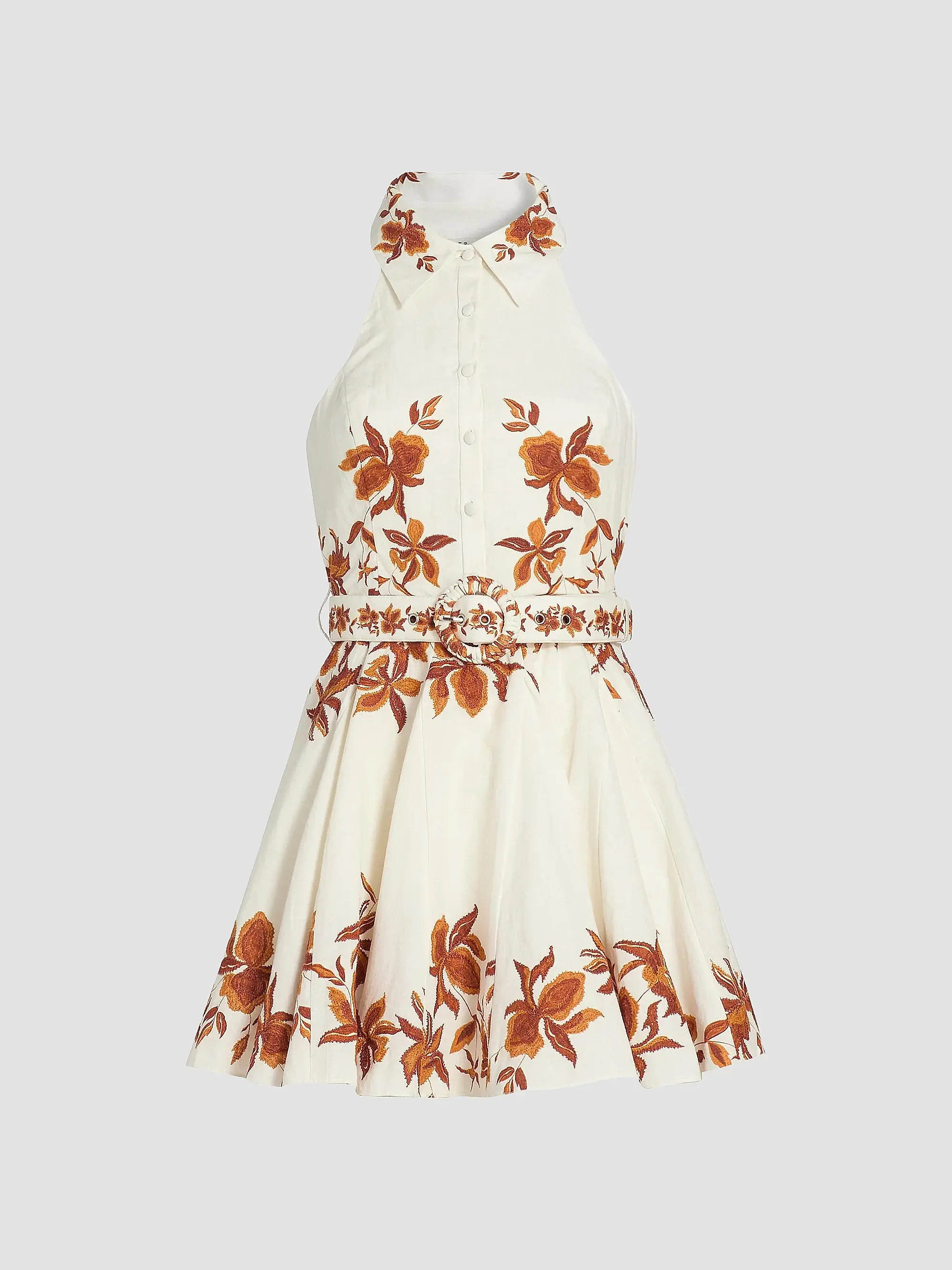 Ayra Leaf Print Linen-Blend Minidress | Saks Fifth Avenue
