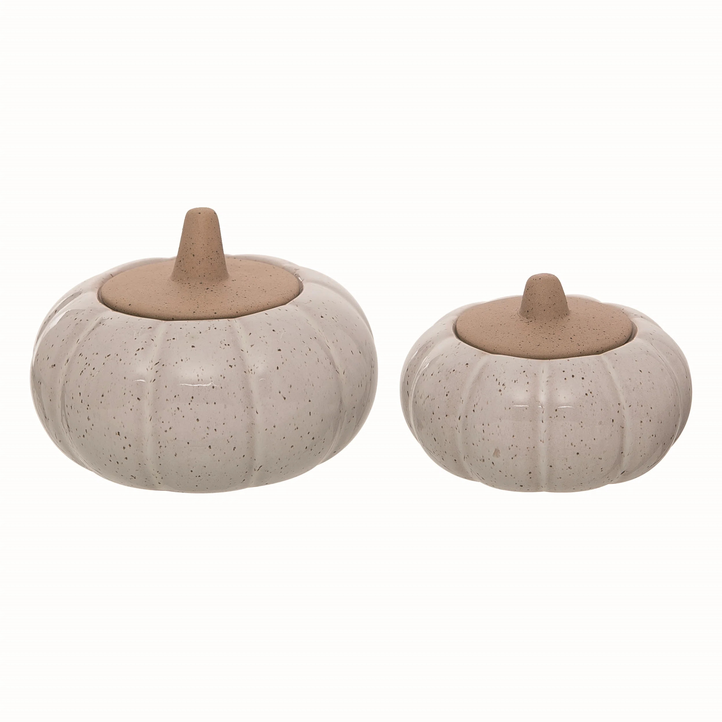 August Grove®  Terracotta 4.75 in. Off-White Autumn Pumpkin Jar with Lid Set of 2 | Wayfair | Wayfair North America