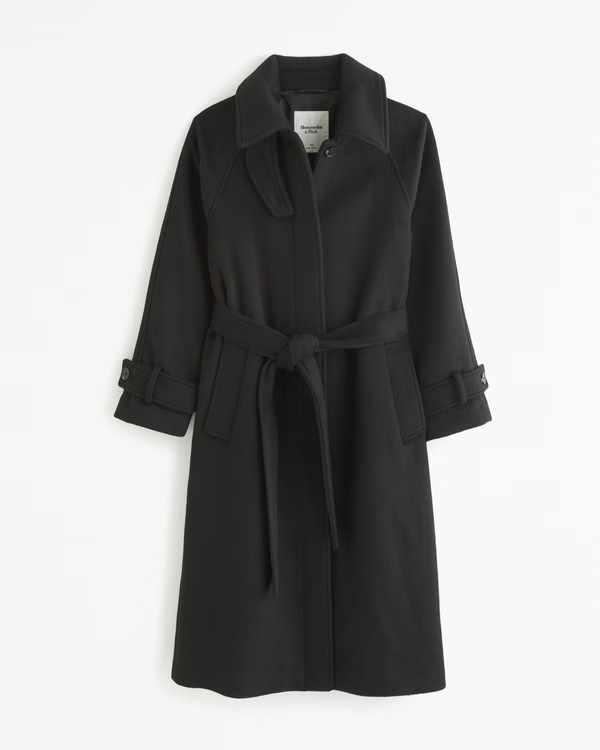 Wool-Blend Funnel Neck Coat | Abercrombie & Fitch (US)