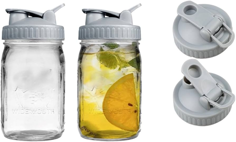 2 Pack Wide Mouth Flip Cap Mason Jar Lids for Mason Jars - Airtight Sealing, Leak-Proof Design, a... | Amazon (US)