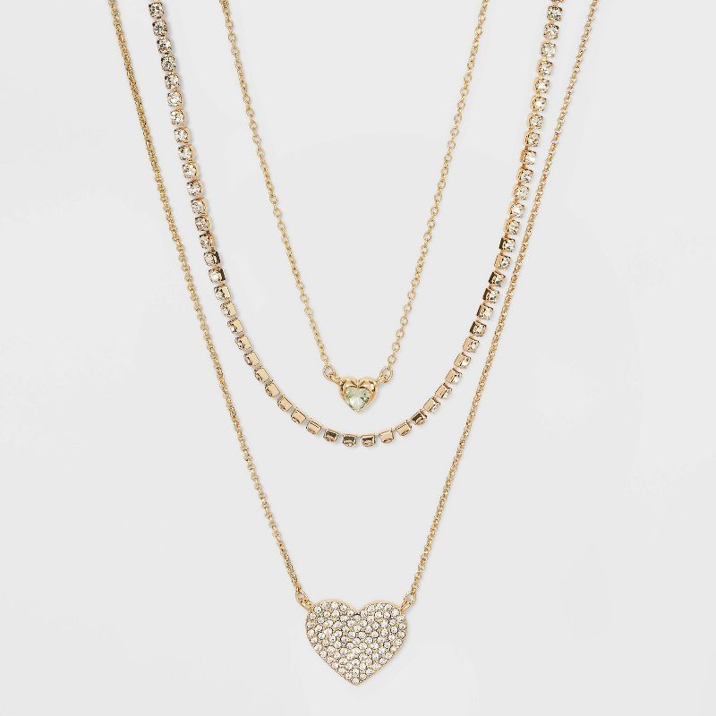 SUGARFIX by BaubleBar Double Heart and Chain Multi-Strand Necklace - Gold | Target