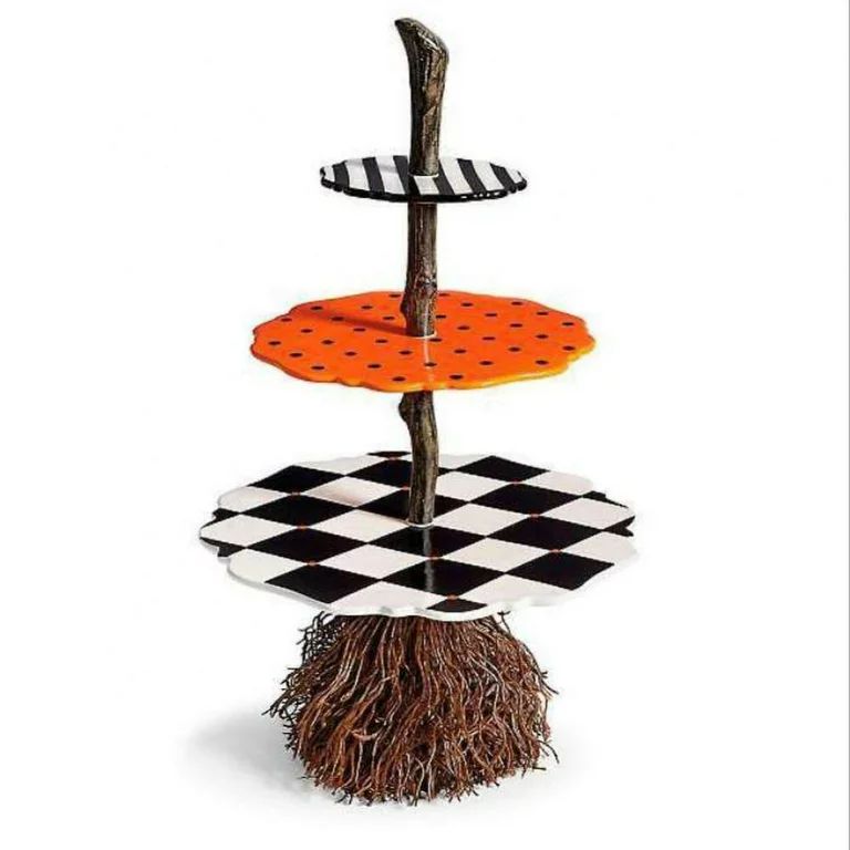 Halloween Broom Table Tree Root Snack Rack Decoration, 3-Tier Snack Rack Resin Broom Ornament Nov... | Walmart (US)