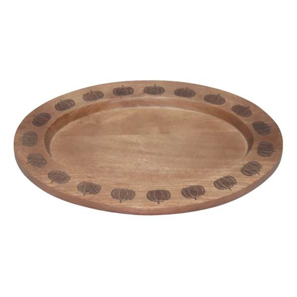 Wooden Etched Pumpkin Serve Tray, 14" | At Home