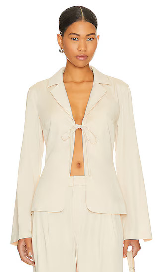 Franca Tie Front Blazer Top in Bone | Revolve Clothing (Global)