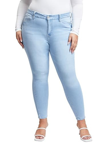 YMI Jeans Women's Plus Size Sustainable Curvy Fit Skinny Jeans, Light Blue, 20 | Amazon (US)