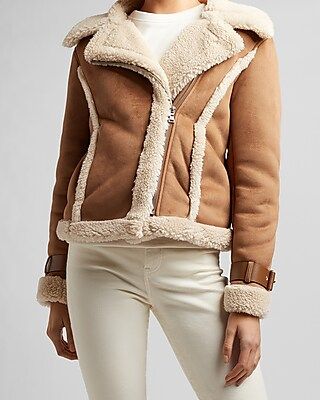 Faux Shearling Moto Jacket | Express