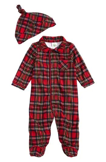 Infant Boy's Little Me Plaid Footie Pajamas & Hat Set | Nordstrom