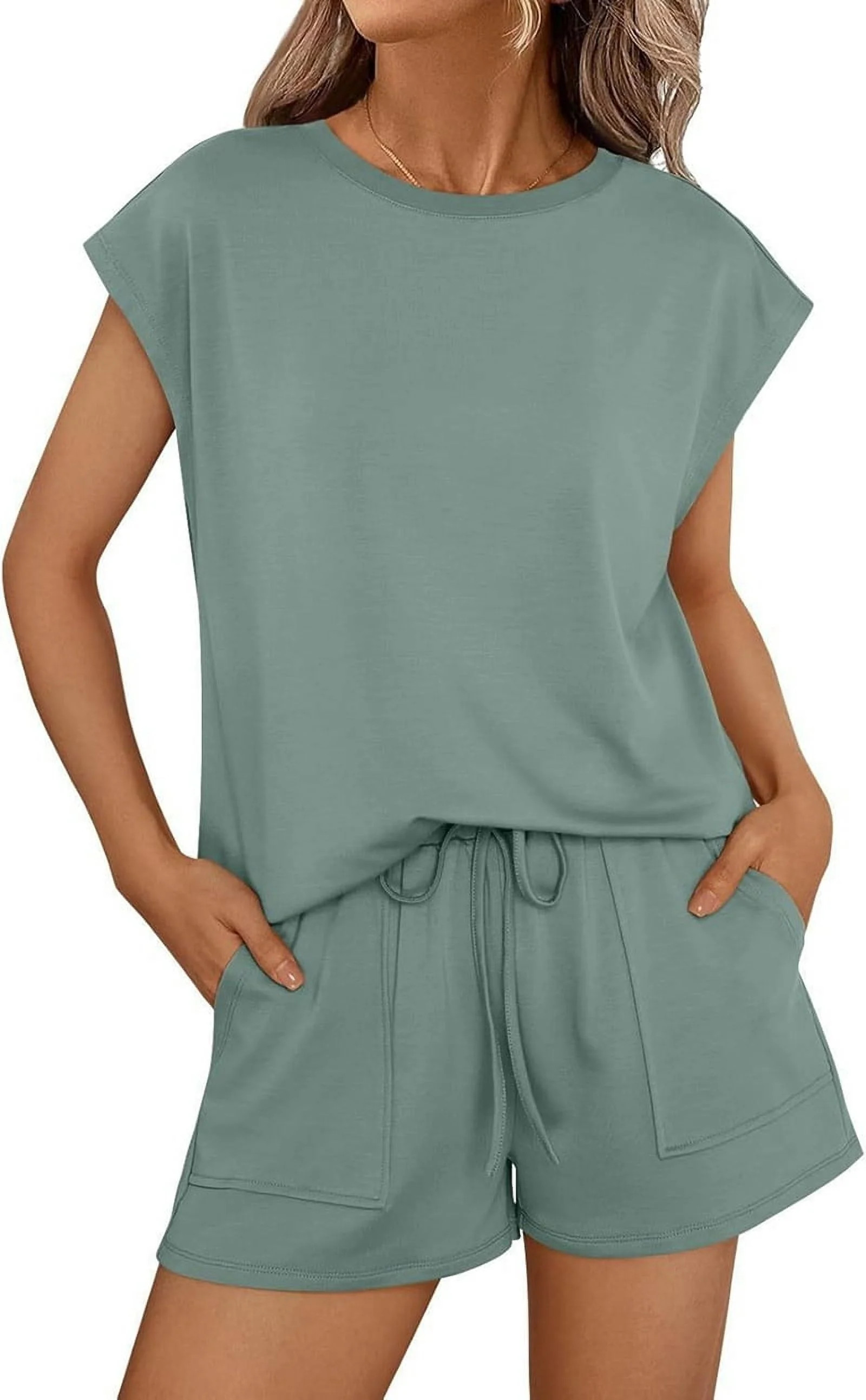 2 Piece Sets for Women Casual Summer Green M | Walmart (US)