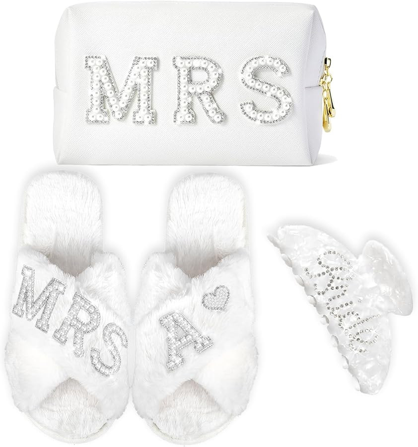 Tkifoda Personalized Initial Wedding Bride Slippers, Bride to Be Gifts, Bridal Shower Gifts, Brid... | Amazon (US)
