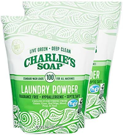 Charlie’s Soap Laundry Powder (100 Loads, 2 Pack) Hypoallergenic Deep Cleaning Washing Powder D... | Amazon (US)