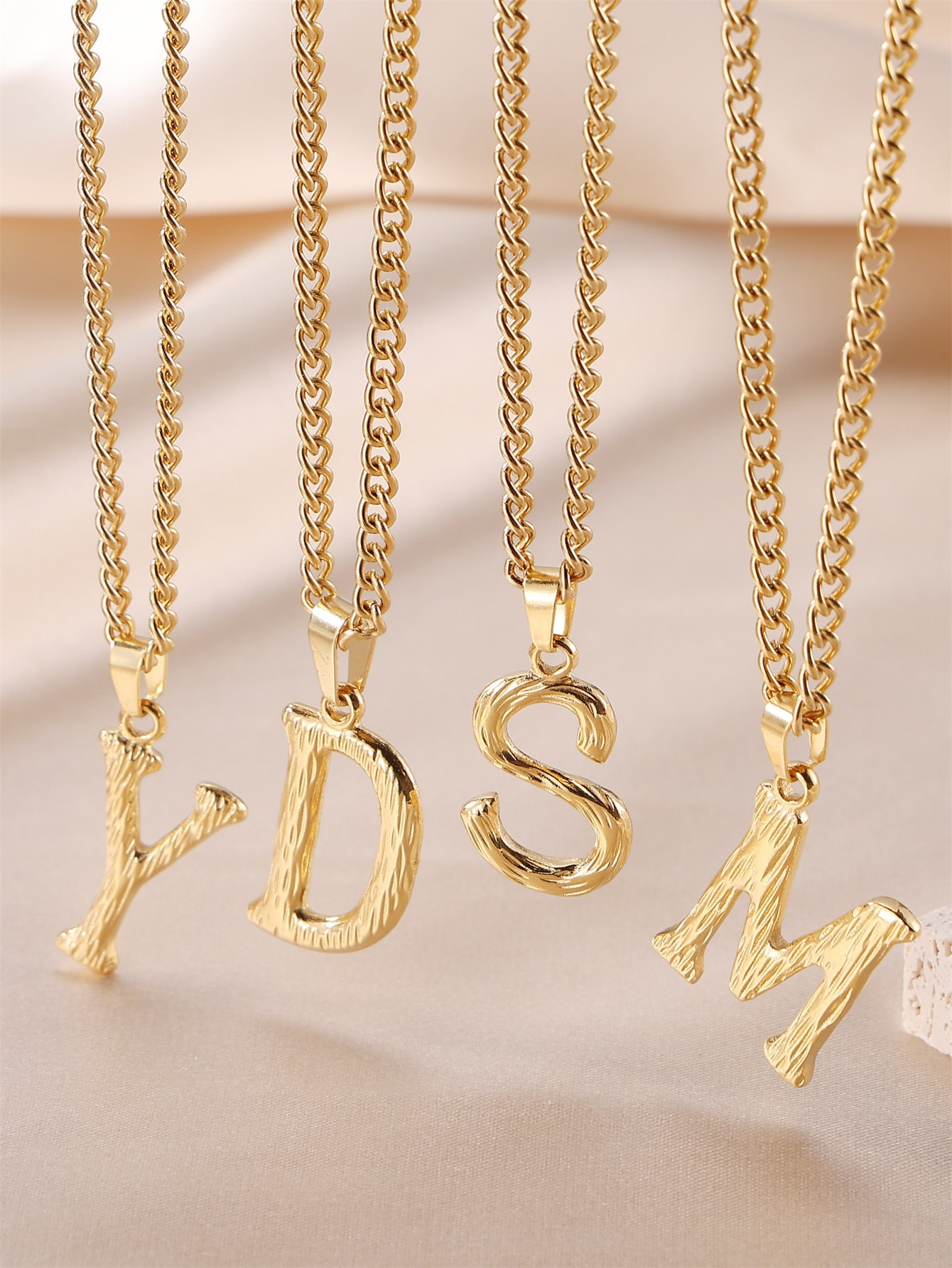 FEEL STYLE 1PC Fashion Stainless Steel 26 Letters Pendant Necklace Chain for Men Women | SHEIN US... | SHEIN
