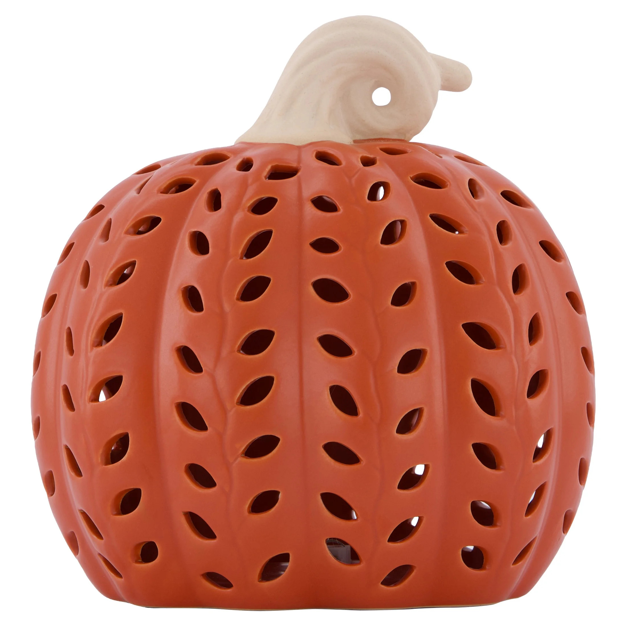 Light-Up Ceramic Pumpkin Tabletop Decoration, Orange, 8", Fall by Way To Celebrate - Walmart.com | Walmart (US)