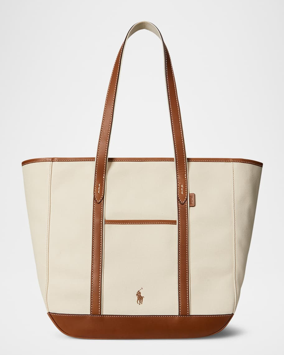 Canvas and Leather Medium Tote Bag | Neiman Marcus