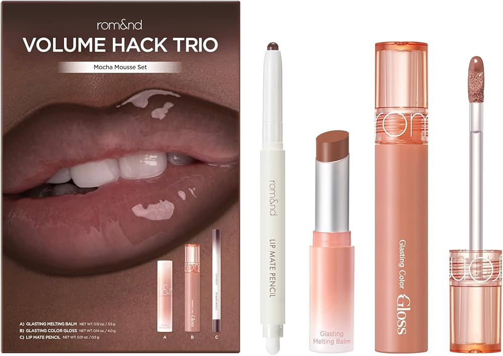 rom&nd Volume Hack Trio Mocha Mousse Lip Set | K-Beauty Plumping Gloss, Hydrating Balm & Smooth L... | Amazon (US)